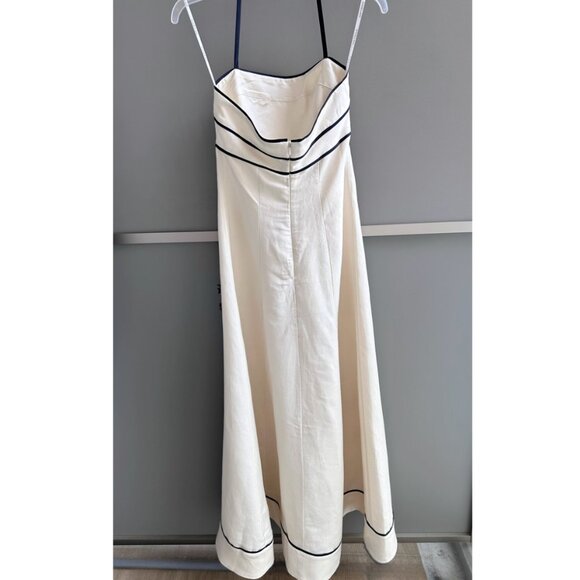 Shona Joy Billie Contrast Panelled Midi Dress Sz4 Ecru Black Halter Cocktail - Picture 11 of 13